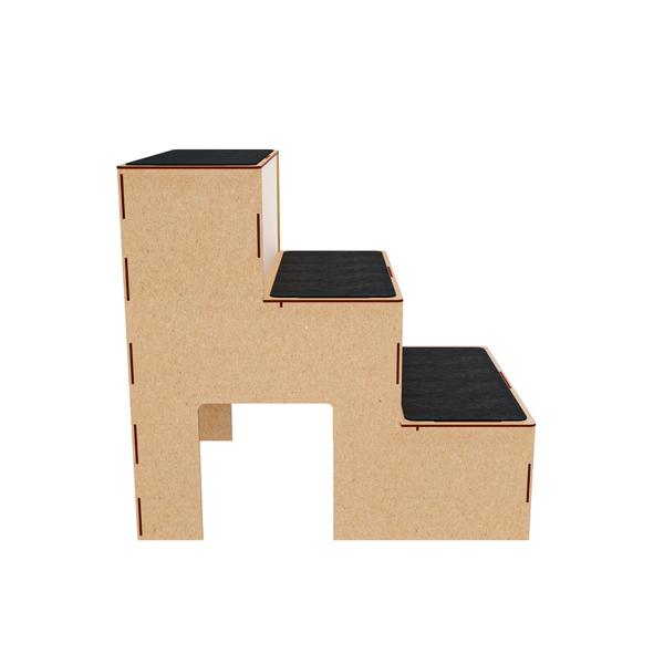 Escadinha MDF Carpete Antiderrapante 3 Degraus - Criptonita Imagem de Escadinha MDF Carpete Antiderrapante 3 Degraus