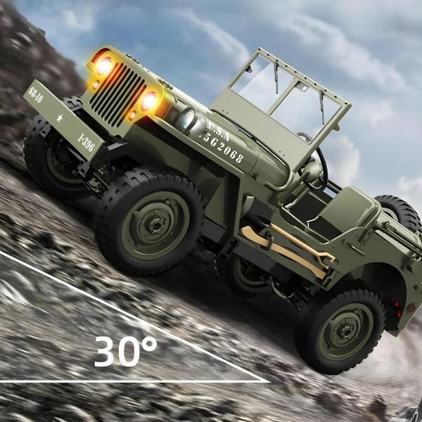 Imagem de Escala 1:10 RC Caminhão Militar 24G 4WD Carro Elétrico Off-Road Controle Remoto Para Crianças