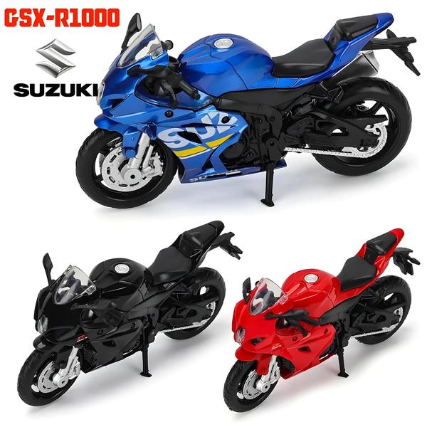 Imagem de Escala 1:18 Suzuki GSX-R1000 Yamaha YZF-R1 Clássico Motocicleta Liga Fundição Modelo Brinquedo