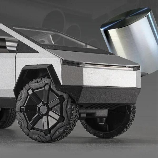 Imagem de Escala 1:24 Tesla Cybertruck Liga Diecast Modelo Brinquedo Veículo Off-Road Com Som E Luz Presente