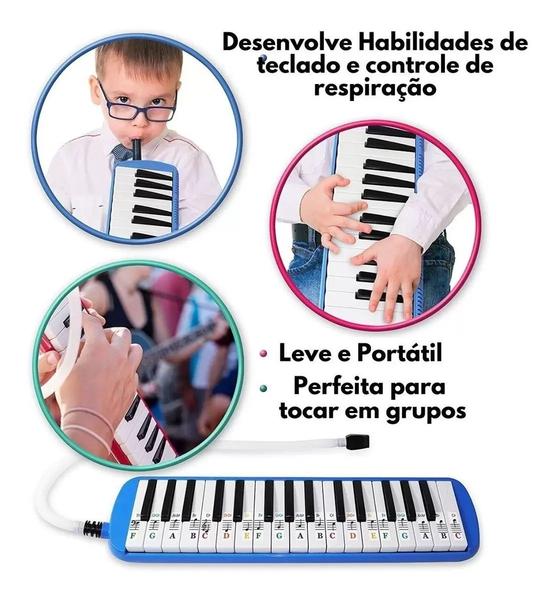 Imagem de Escaleta melodica preta 37 teclas capa profissional instrumento de sopro myth / Spanking