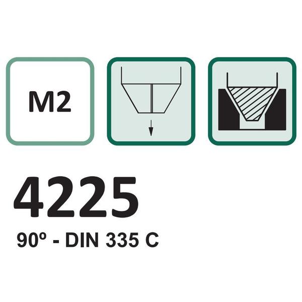 Imagem de Escareador 3 Cortes - Med. 16,5mm x 90º - Detalonado-Retificado Axial e Radial, Haste Cilíndrica, Corte à Direita, DIN 335 C - Aço HSS (M2) - Cód. 422