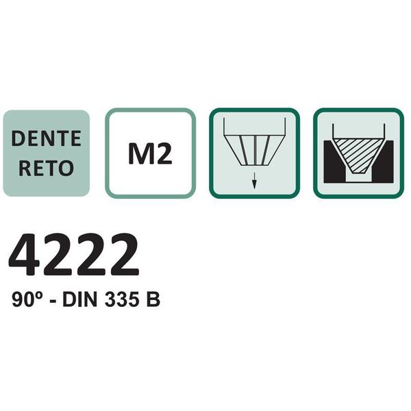 Imagem de Escareador Haste Cone Morse 2 - Med. 25,0mm x 90º - Dente Reto, Corte à Direita, DIN 335 B - Aço HSS (M2) - Cód. 4202 - INDAÇO