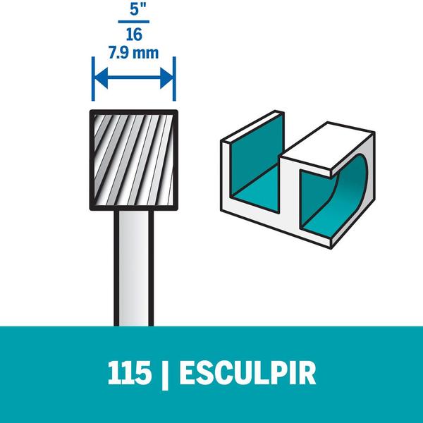 Imagem de Escareador Para Esculpir De Ponta Quadrada De 7,9mm Para Madeira, Metal, Couro, Plástico, Eva E Papelão (Modelo 115)- 26150115AC000 - DREMEL