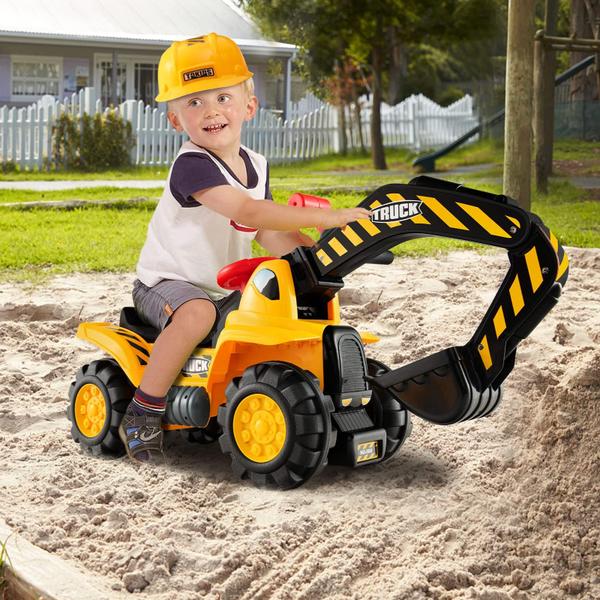 Imagem de Escavadeira de construção Ride On Costzon Kids com capacete de 3 anos ou mais