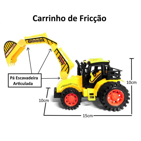 Imagem de Escavadeira de Fricção Articulada Brinquedo Infantil Canteiro de Obras