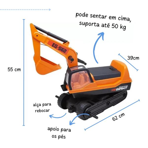 Imagem de Escavadeira gigante trator brinquedo retroescavadeira articulada andar em cima garra movel veiculo