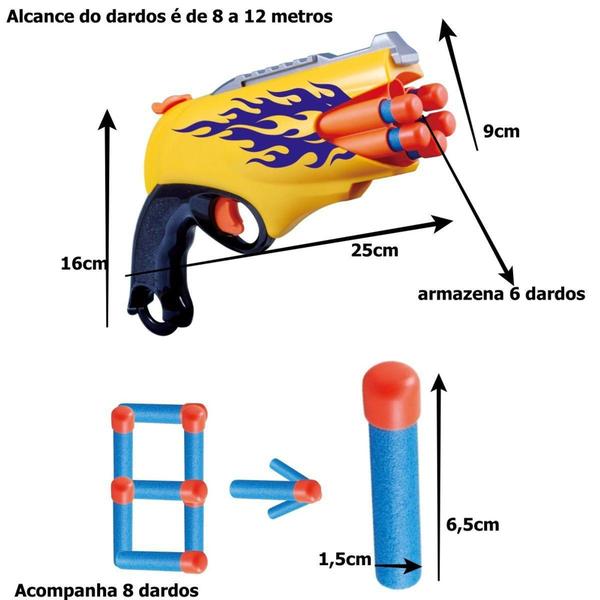 Escopeta Lança Dardos Arminha Gira Tambor Brinquedo 8 Dardos - Pais e filhos Imagem de Escopeta Lança Dardos Arminha Gira Tambor Brinquedo 8 Dardos - Pais e filhos