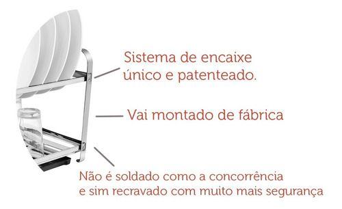 Imagem de Escorredor 20 Pratos Em Aço Inox Com Porta Talheres Inox Mak Inox.