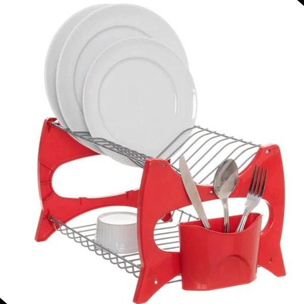 Escorredor De Louca Cozinha 13 Pratos Copo Duplo 2 Andares Porta Talheres - MetalTru Escorredor De Louca Cozinha 13 Pratos Copo Duplo 2 Andares Porta Talheres - MetalTru