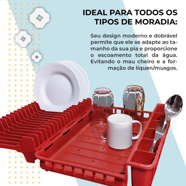 Imagem de Escorredor de Louça Dobrável de Plástico Para Pratos e Talheres com Design Moderno