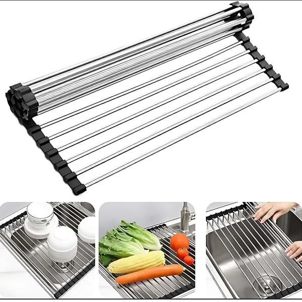 Imagem de Escorredor de Louça Dobrável Inox - Prático e Versátil para 