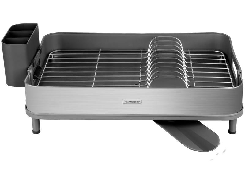Escorredor de Louça Inox Tramontina Plurale Cinza 10 Pratos com Porta Talheres Escorredor de Louça Inox Tramontina Plurale Cinza 10 Pratos com Porta Talheres