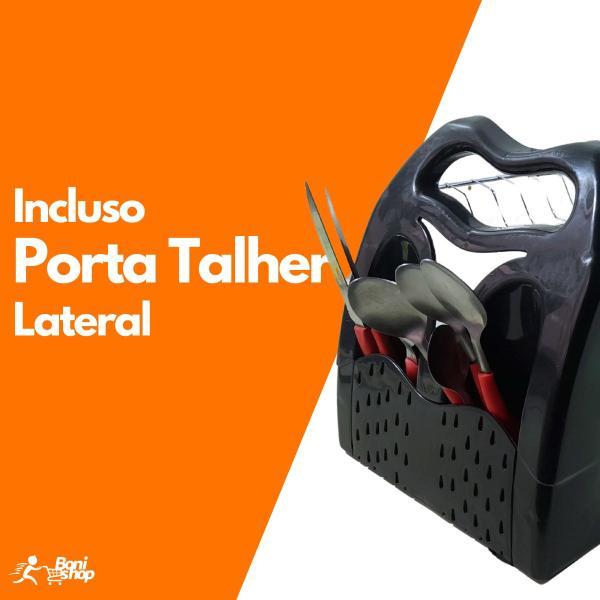 Imagem de Escorredor De Louça Misto Preto 12 Pratos 12 Copos Inox