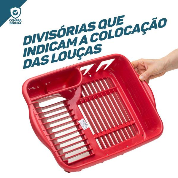 Imagem de Escorredor De Louça Plástico Prato Copo Talheres Com Divisor Organização