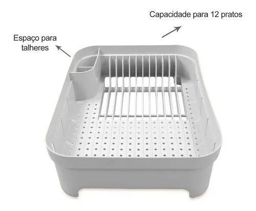 Imagem de Escorredor De Louça Pratos Plástico Porta Talheres Bancada