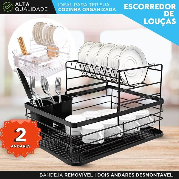 Escorredor de Louças Aço Inox 2 Andares