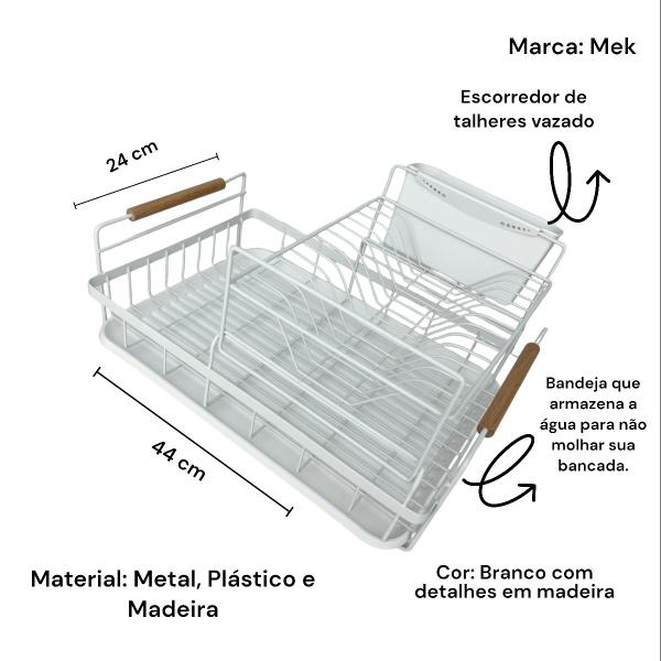 Imagem de Escorredor De Louças Com Bandeja Grande BREMEN Branco MEK