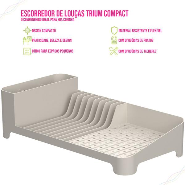 Imagem de Escorredor de Louças Resistente Pia Cozinha Organização Design Trium Compact