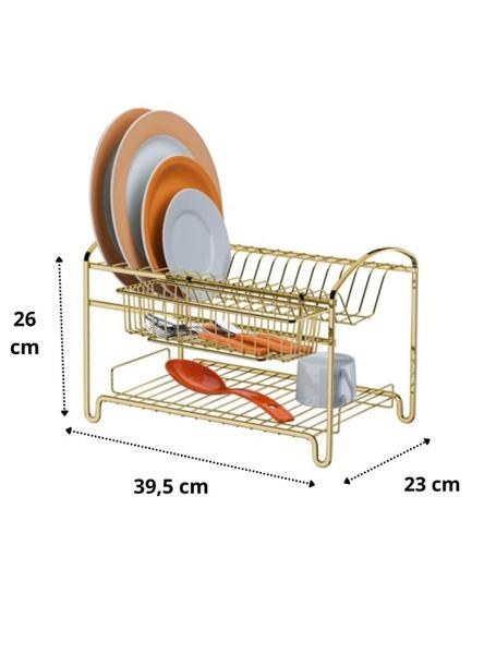 Imagem de Escorredor de Louças talheres Duplo Dourado Future 1522DD