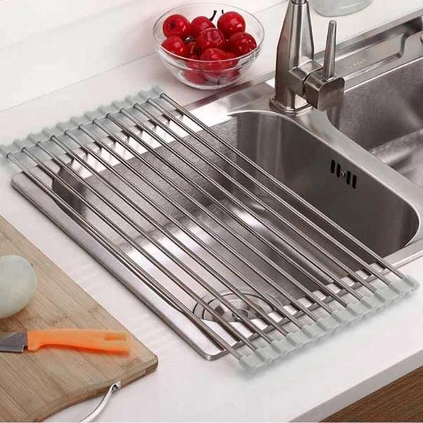 Imagem de Escorredor De Pia Dobrável Portátil Aço Inox 47X29Cm