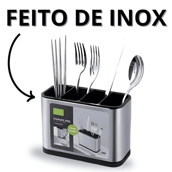 Imagem de Escorredor De Talheres Inox Porta Talher Pia Escorredores De Louça Utensílios Para Cozinha Colher