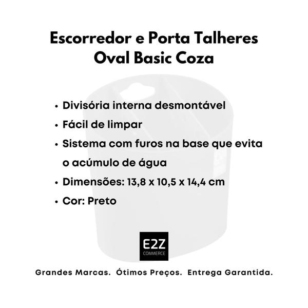 Imagem de Escorredor E Porta Talheres Oval Basic Coza - Preto