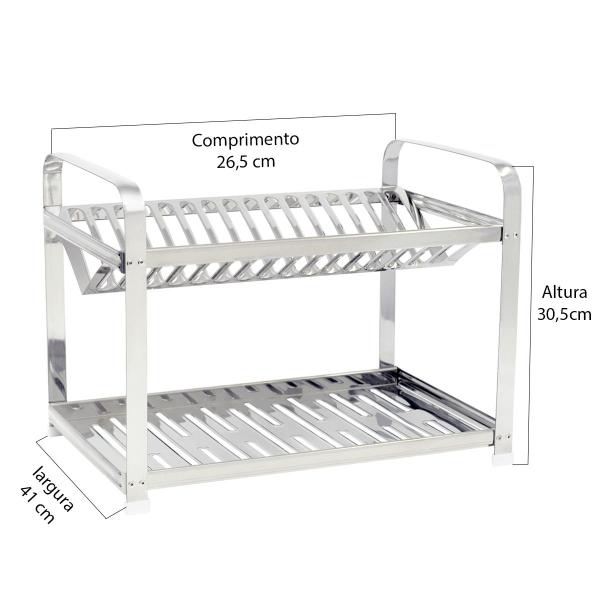 Imagem de Escorredor Inox 16 Pratos Montado com Porta Talheres