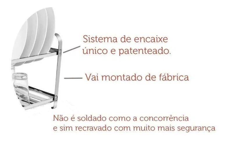 Imagem de Escorredor Inox 16 Pratos Porta Talher Preto