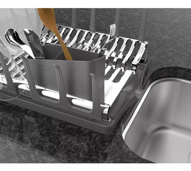 Imagem de Escorredor Louça Tramontina Plurale Inox Com Bandeja Grafite