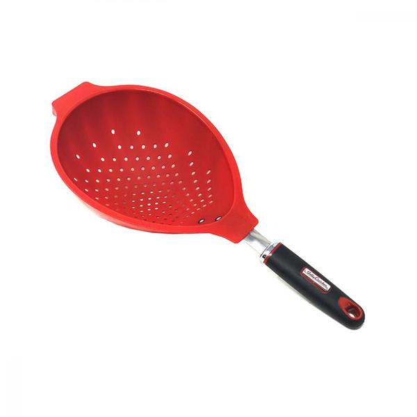 Imagem de Escorredor Peneira Silicone Colher Retrátil Utensílios Cozinha Alimentos Legumes Saladas Massas Colher Escumadeira 42cm 