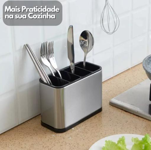 Imagem de Escorredor Porta Talheres Pia Silver Inox Aço Inox 18x13x8cm