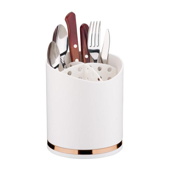 Imagem de Escorredor Porta Talheres Utensílios Pia Bancada Cozinha Branco Cobre Rose Gold - 1252BCR Future