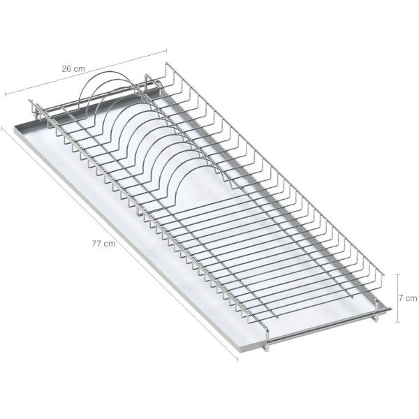 Imagem de Escorredor Prato Louça Aéreo 770mm Fixo Embutir Dimec Elevatta Bandeja Inox