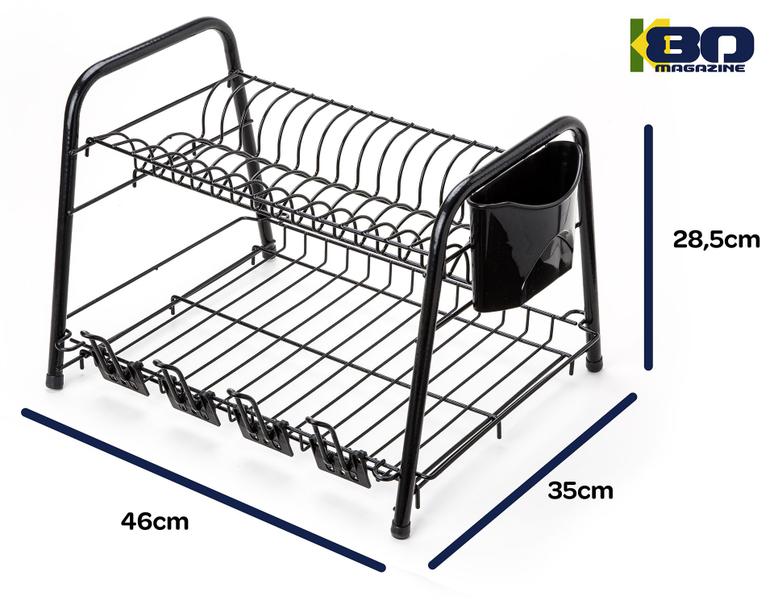 Imagem de Escorredor Pratos Black Porta Talher e Copos 50 Meses Garantia 2 Andar