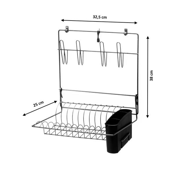 Imagem de Escorredor Pratos P/ Parede Porta Talheres E Copos Dobrável