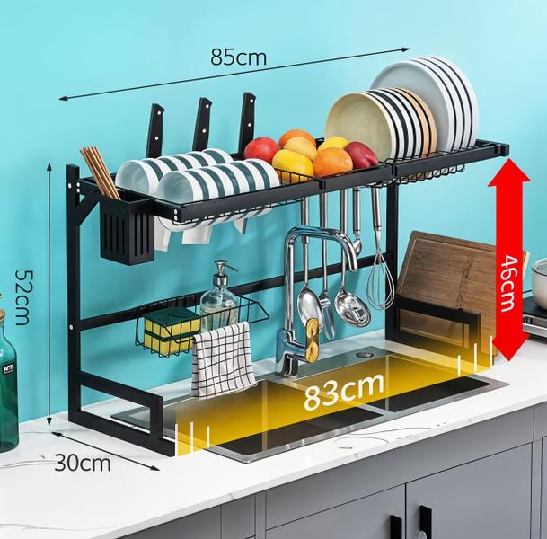 Imagem de Escorredor Profissional Cozinha Suspensa 85x52cm Preto Aço