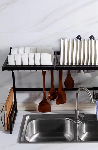 Imagem de Escorredor Rack Organizador de Pratos Louça Copos Talheres em Aço Inoxidável Cozinha Elegância e Praticidade Pia PF18