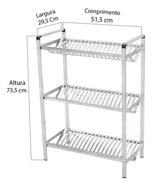 Imagem de Escorredor Super Linha Industrial de 60 Pratos em Aço Inox