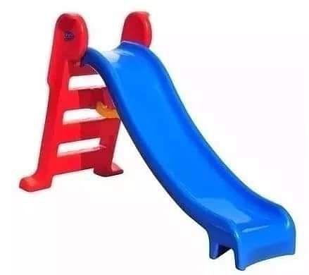 Escorregador infantil médio 3 degraus Vermelho com azul - Natalplast Imagem de Escorregador infantil médio 3 degraus Vermelho com azul