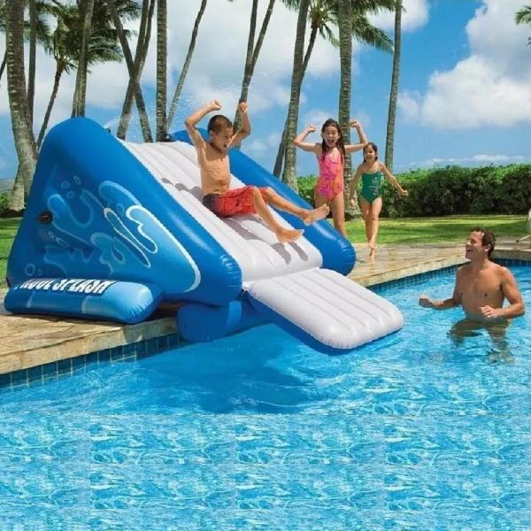 Imagem de Escorregador inflável para piscina intex 3,3x2,06x1,17m + bomba elétrica