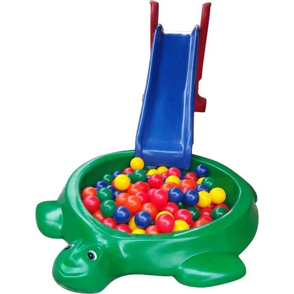 Imagem de Escorregador médio 3 degraus diversas cores  tanque piscina jabuti infantil 3 em 1bolinhas 100 unidadesKIT 