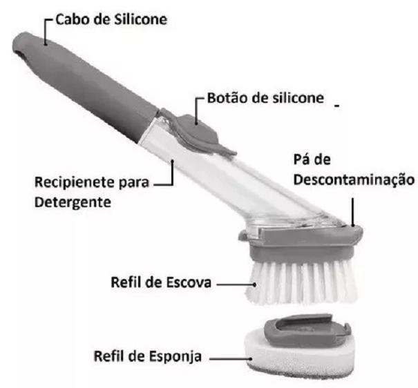 Imagem de Escova 2 Em 1 Com Dispenser de Detergente Panela Bucha