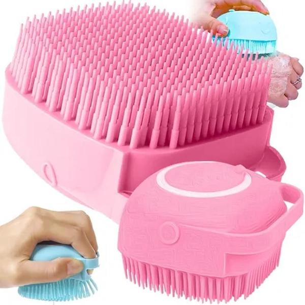 Imagem de Escova Banho Cachorro Pet Gato Dispenser Shampoo Silicone