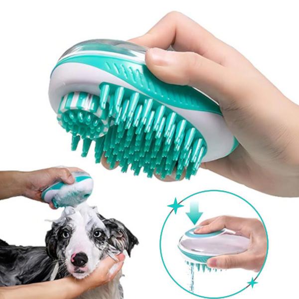 Imagem de Escova Banho Massageadora Silicone Dispenser bom p Cachorro