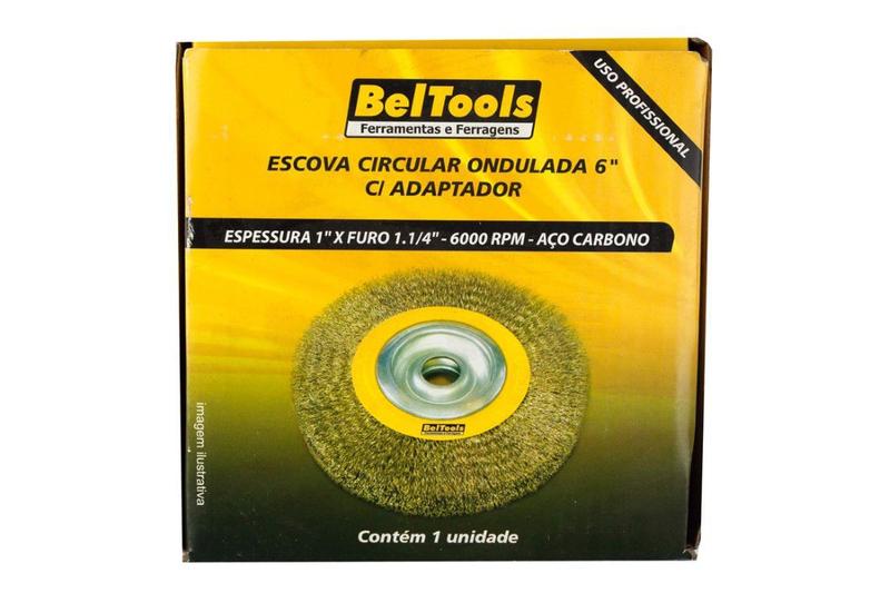 Imagem de Escova Circular Ondulada 6x1x1 1/4 c/ Adaptador Beltools