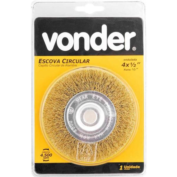 Imagem de Escova de aço circular ondulada 4" x 1/2" x 1/2" - Vonder