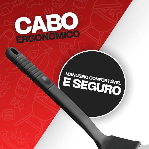 Imagem de Escova de Aço Inox Cerdas E Raspador Cabo Ergonômico