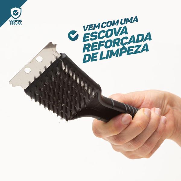 Escova De Aço Limpa Grelhas, Espetos De Churrasco Compacta Durável - Prime Grill Imagem de Escova De Aço Limpa Grelhas, Espetos De Churrasco Compacta Durável