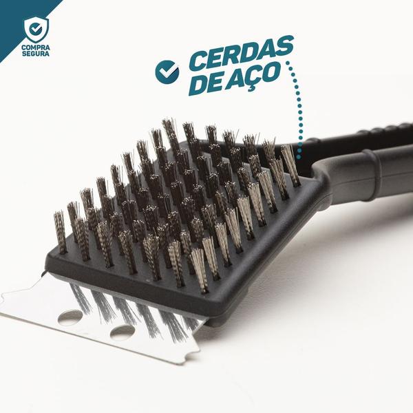 Escova De Aço Limpa Grelhas, Espetos De Churrasco Compacta Durável - Prime Grill Imagem de Escova De Aço Limpa Grelhas, Espetos De Churrasco Compacta Durável
